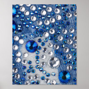Póster Design azul do teste padrão de Jean dos diamantes