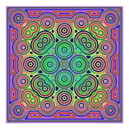 Póster design azulejo de círculos concêntricos coloridos