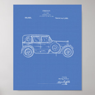 Póster Design Car Body 1921 Patent Art - Blueprint