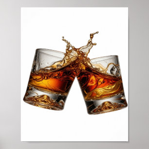Poster Design Clássico Prata WHISKY SPLASH