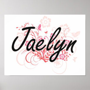 Poster Design conhecido artístico de Jaelyn com flores