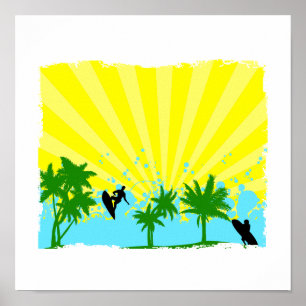 Poster design corajoso do surfista
