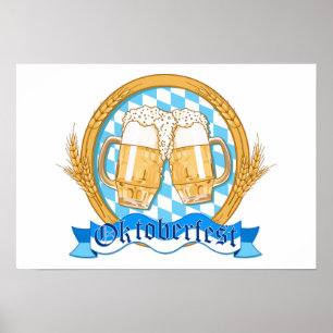 Poster Design da etiqueta de Oktoberfest com vidros de