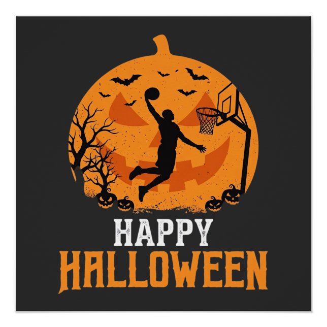 Póster Design de Abóbora de Basquete no Halloween_1 (Frente)