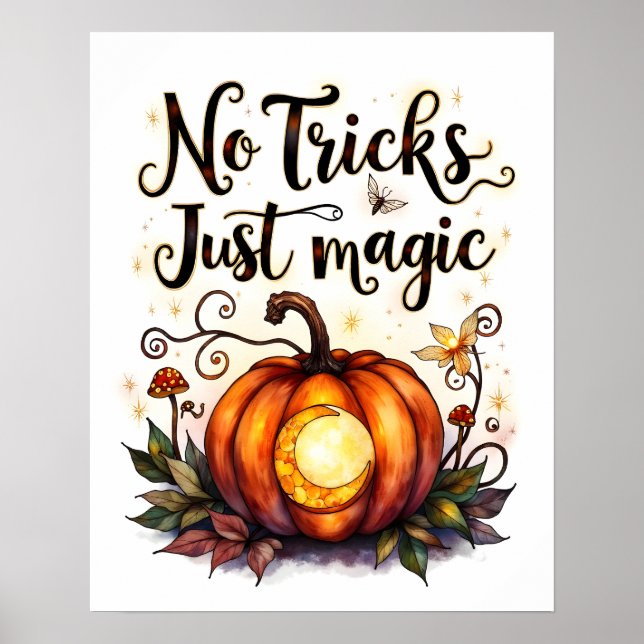 Poster Design de Abóbora de Halloween Sem Truques, Só Mag (Frente)