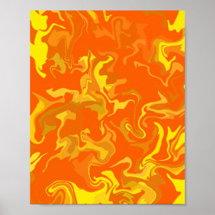 Poster Design de abstrato de Fluido com Tons Quentes
