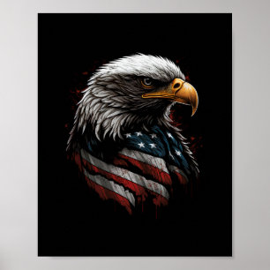Poster design de águia com bandeira americana
