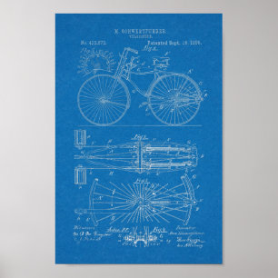 Póster design de Alavanca de Bicicleta de 1890 - Impressã