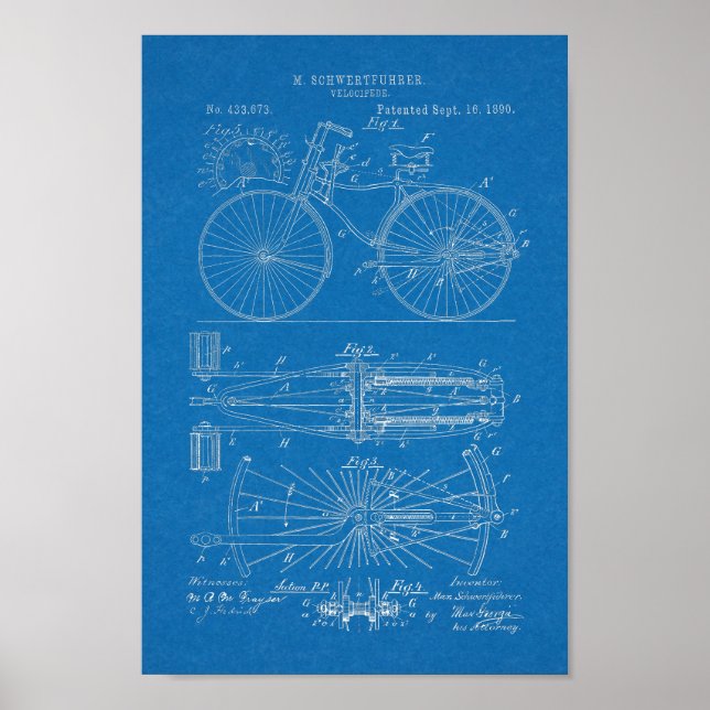 Póster design de Alavanca de Bicicleta de 1890 - Impressã (Frente)