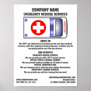 Poster Design de ambulância, EMT, paramédico