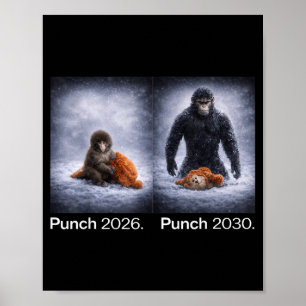 Poster design de animal divertido meme de soco de macaco