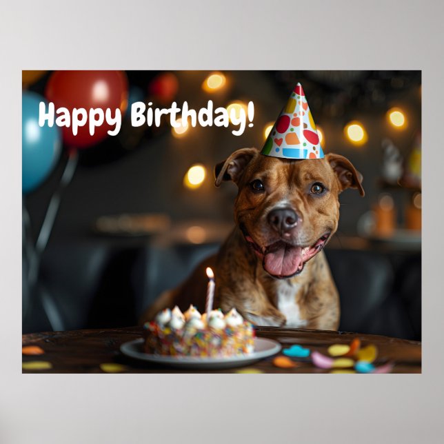Poster Design de aniversário da Cute Staffordshire Bull t (Frente)