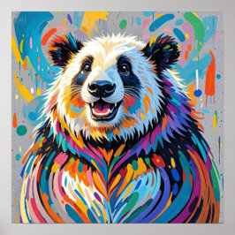 Poster Design de arte animal abstrato panda colorida