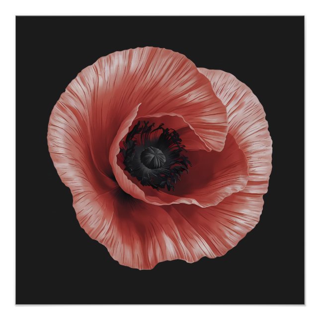 Póster Design de Arte Botânica Vermelha Negra (Frente)