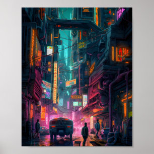 Poster Design de Arte Cyberpunk Sci-Fi