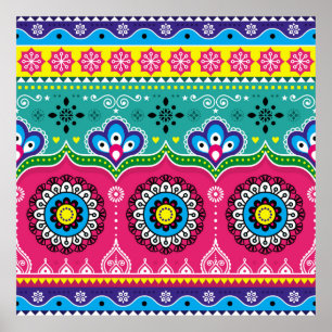 Poster Design de arte de caminhões indiana e paquistanesa