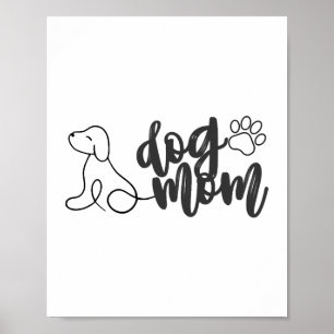 Poster Design de Arte de Linha de Mãe de Cachorro Amante