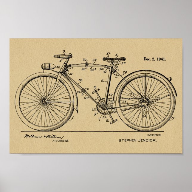 Póster design de arte patente de 1941 da Bicicleta de 194 (Frente)