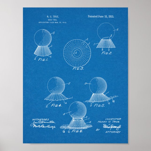 Poster design de Arte Patente de Golfe de 1915 (Frente)