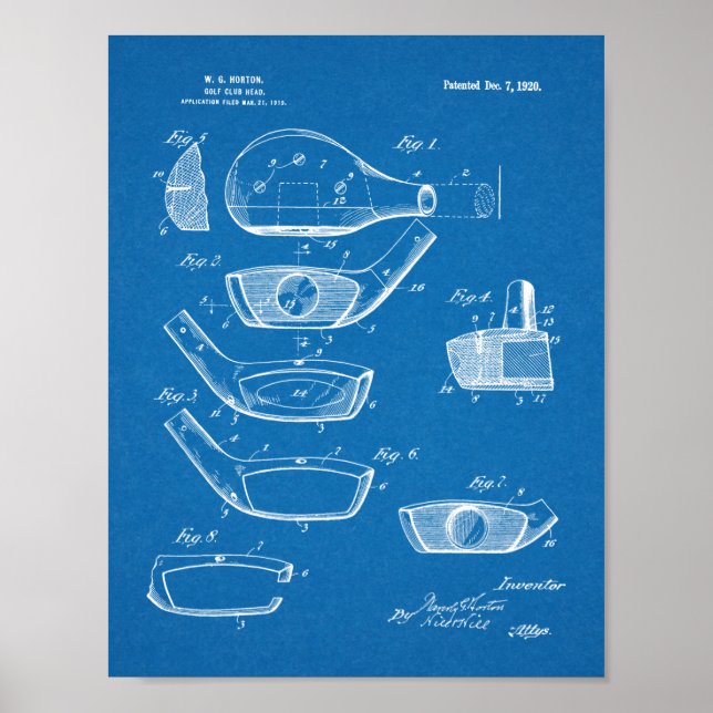 Poster design de Arte Patente do Clube Golf de 1920 (Frente)