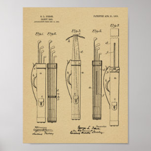 Poster design de Arte Patente do Golf Club Caddy Bag 1903