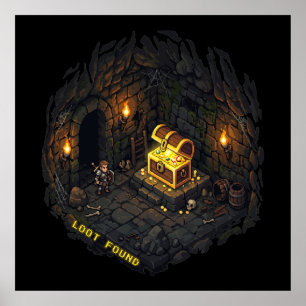 Poster Design de Arte Pixel de Masmorra de Fantasia com T