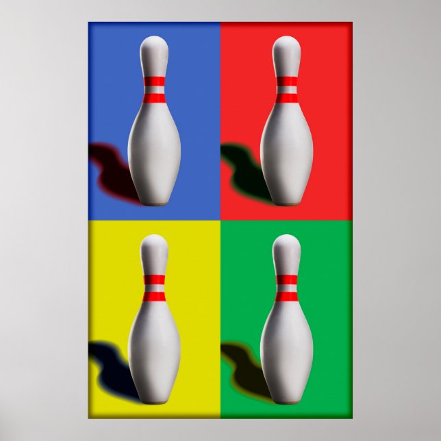 Póster Design de Arte Pop de Pinos de Boliche na Parede (Frente)
