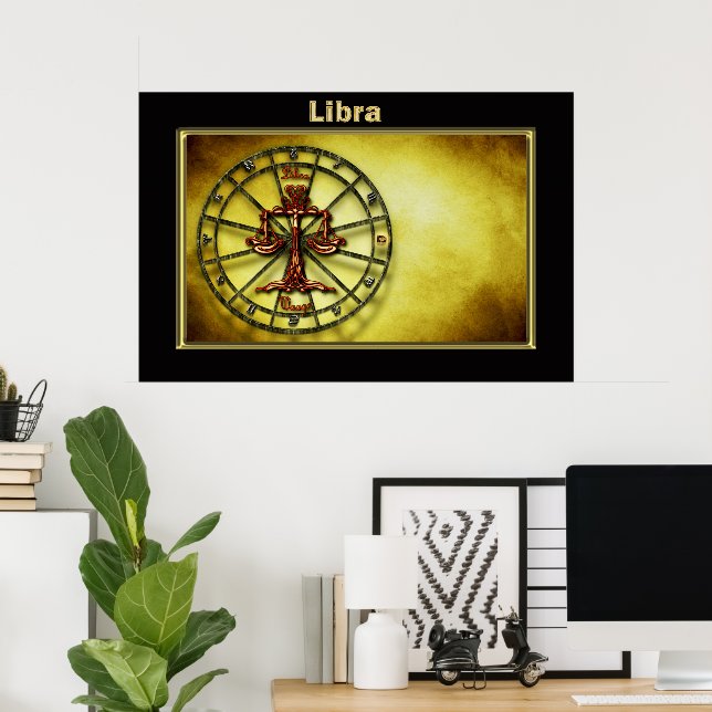 Póster Design de Astrologia Libra Zodiac (Escritório em casa)