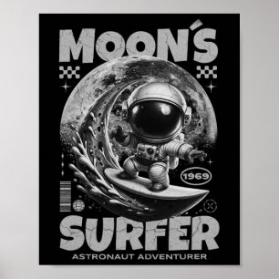 Poster Design de Astronauta Surfista, Surf Lunar Espaço C