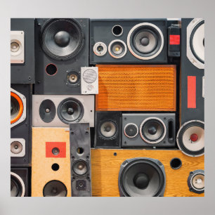 Poster Design de Auto-falante de Música Retroativa