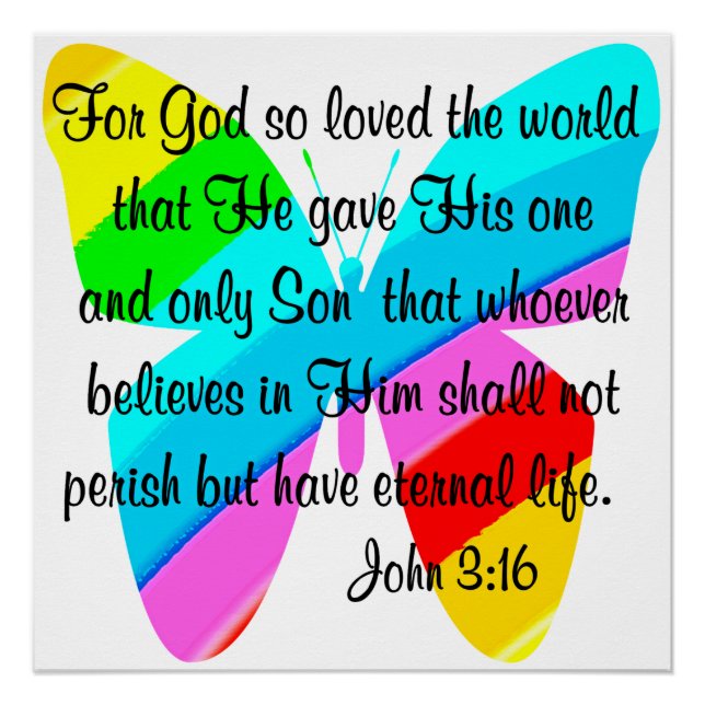 PÓSTER DESIGN DE BOTÃO DE CINZA JOHN 3:16 (Frente)