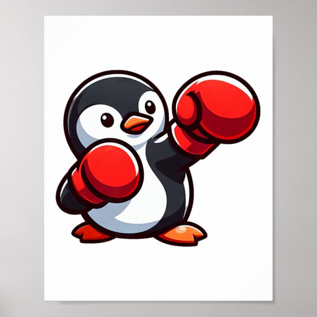 Poster Design de Boxeador de Pinguim de Desenho Animado L (Frente)
