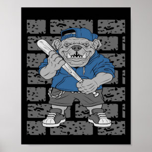 Poster Design de Buldogue Francês   Presente de Baseball