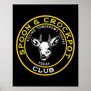 Poster Design De Caça Engraçada À Spoon E Crockpot Club