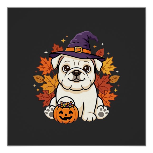 Póster Design de cachorro de abóbora de Halloween de Bull (Frente)