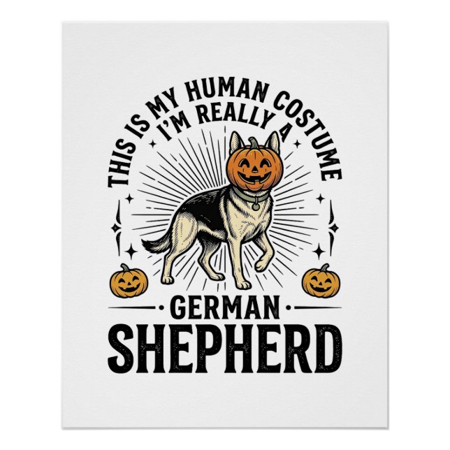 Póster Design de cachorro engraçado de traje de Halloween (Frente)
