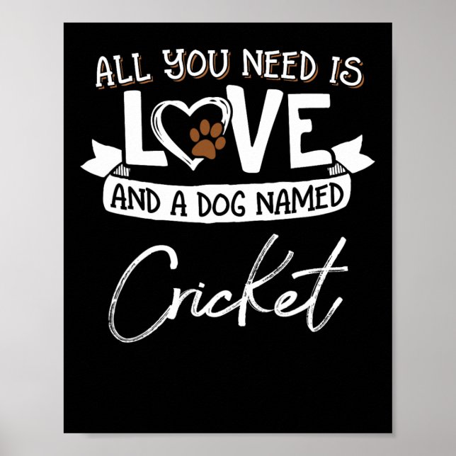 Poster Design de Cachorro Fofo chamado Cricket para Mulhe (Frente)