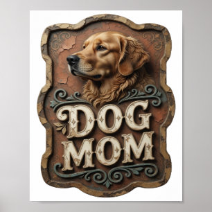Poster Design de Camisa DOG MOM em Dourado Marcante