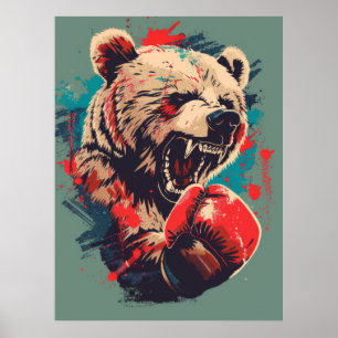 Poster Design de Camisa T - Urso de Boxing Adorável 1 - A