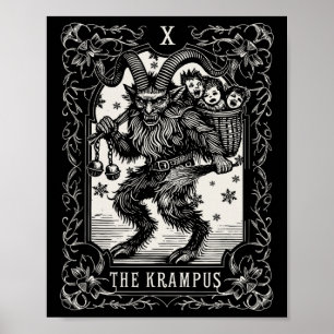 Poster Design de Carta de Tarot Krampus Temporada de Nata