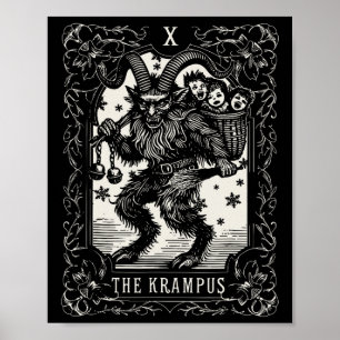Poster Design de Carta de Tarot Krampus Temporada de Nata