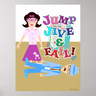 Poster Design de cartoon Jump Jive and Fail Swing