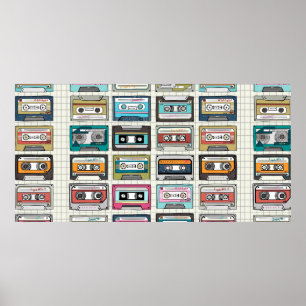 Poster Design de cassetes de música Vintage