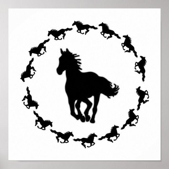 Póster Design de cavalo Silhouette (Frente)