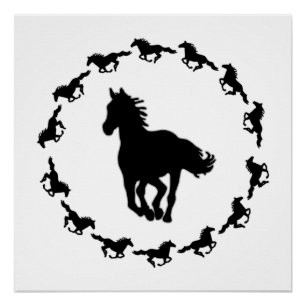 Póster Design de cavalo Silhouette