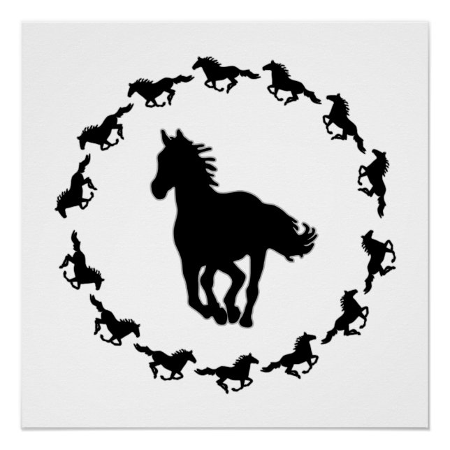 Póster Design de cavalo Silhouette (Frente)