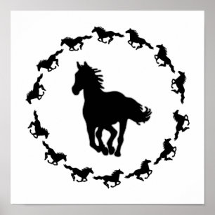 Póster Design de Cavalo Silhueta