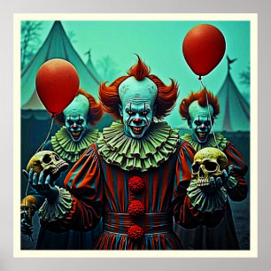 Poster Design de Cena de Horror de Palhaço Assustador
