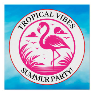 Póster Design de Círculo de Verão Flamingo Rosa-68730
