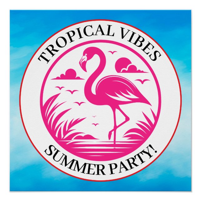 Póster Design de Círculo de Verão Flamingo Rosa-68730 (Frente)